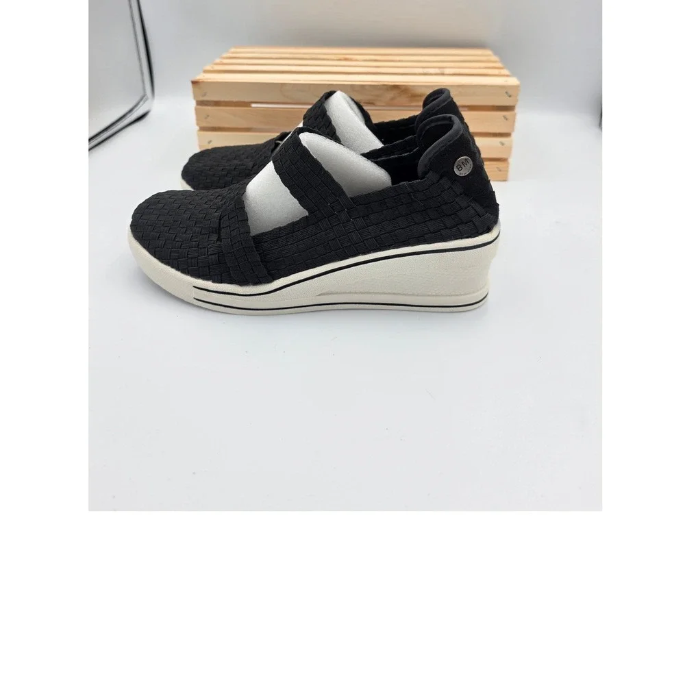 Bernie Mev Frontier Sneakers Women 38 8 Black Woven Comfort Elastic Platform - Picture 2 of 13
